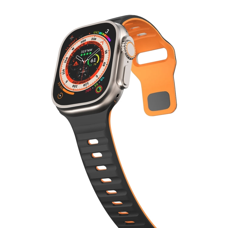 For Apple Watch 42mm Wave Texture Reverse Buckle Silicone Watch Band