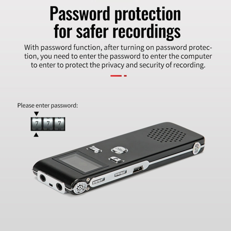 JNN X18 Mini Smart HD Noise Cancelling Voice Recorder, Memory:8GB - Black