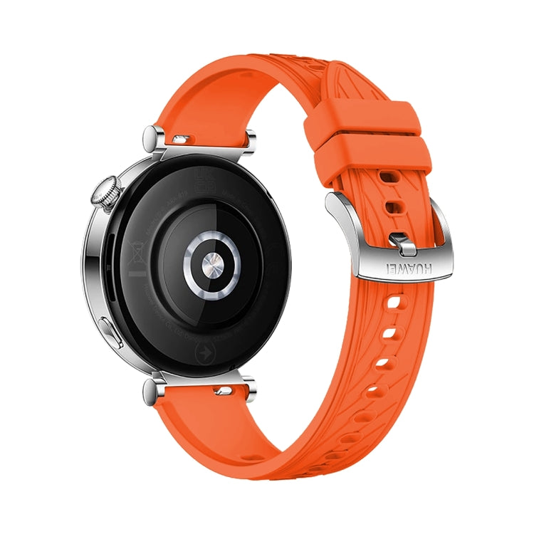 For Huawei Watch GT 4 18mm Texture Silver Buckle Silicone Watch Band