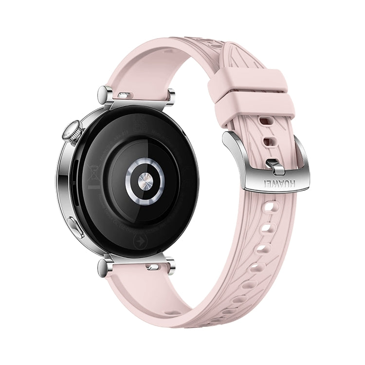 For Huawei Watch GT 4 18mm Texture Silver Buckle Silicone Watch Band