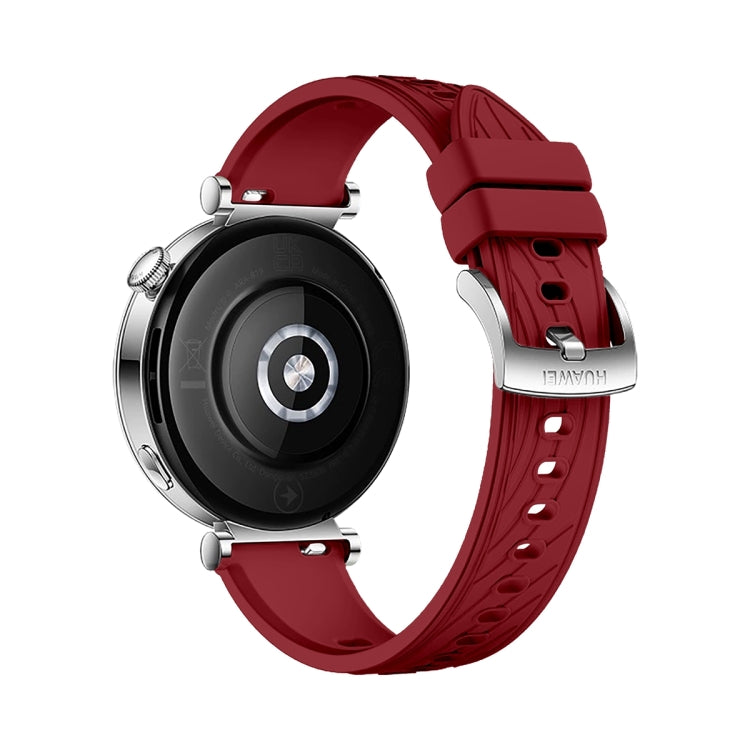 For Huawei Watch GT 4 18mm Texture Silver Buckle Silicone Watch Band