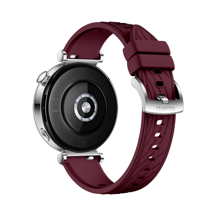 For Huawei Watch GT 4 18mm Texture Silver Buckle Silicone Watch Band