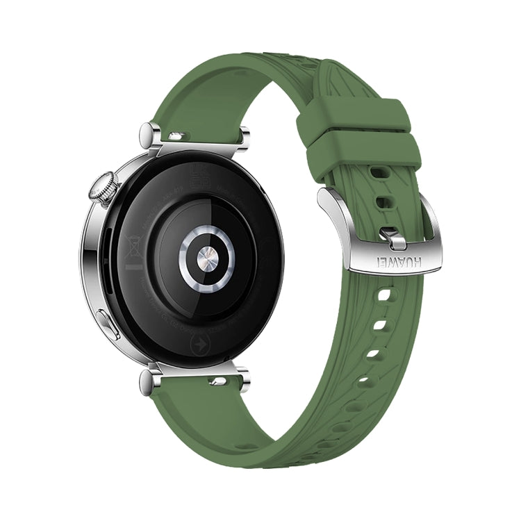 For Huawei Watch GT 4 18mm Texture Silver Buckle Silicone Watch Band