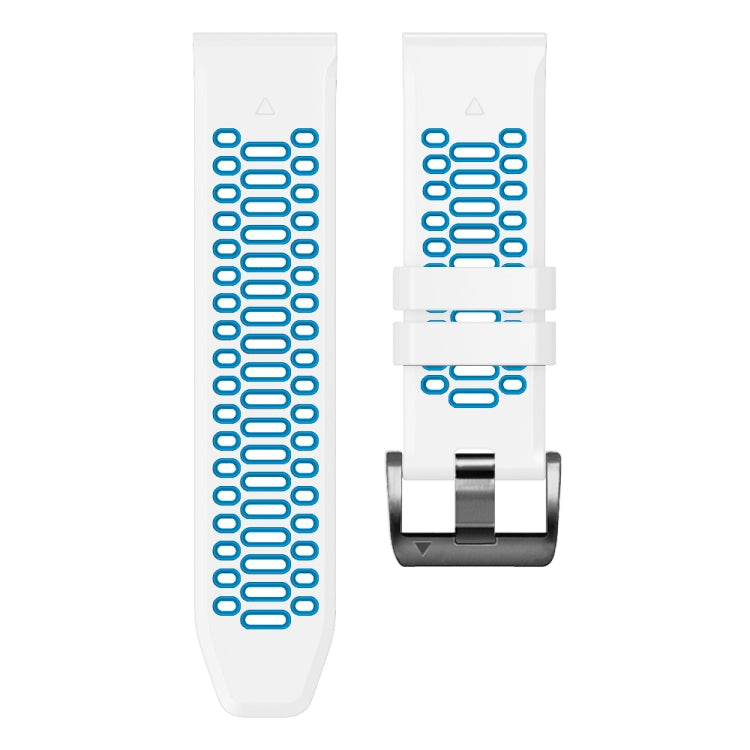 For Garmin Fenix 7X 26mm Three Rows Hole Two Color Silicone Watch Band