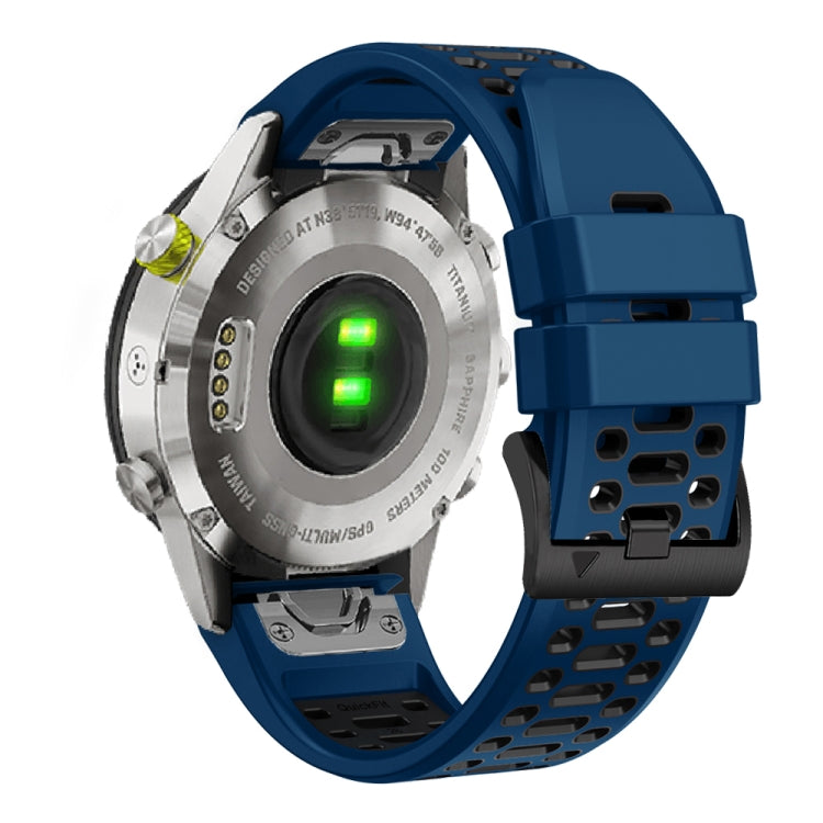 For Garmin Fenix 7X 26mm Three Rows Hole Two Color Silicone Watch Band