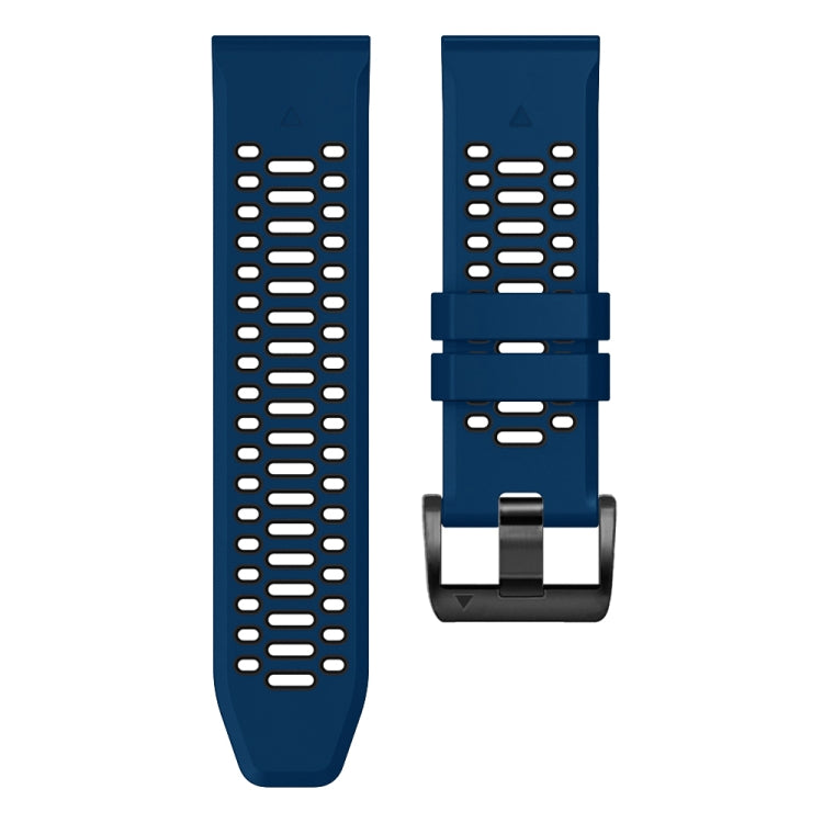 For Garmin Fenix 7X 26mm Three Rows Hole Two Color Silicone Watch Band