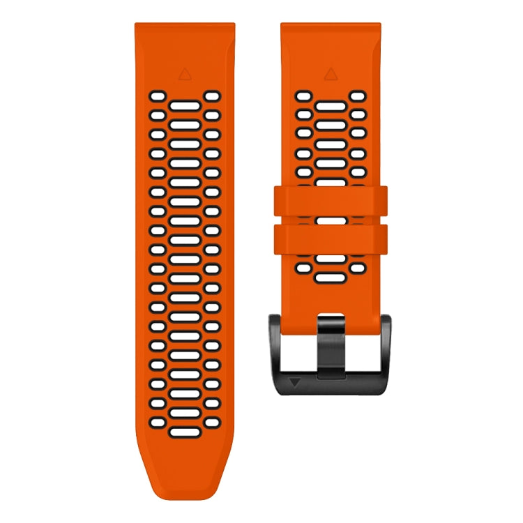For Garmin Fenix 7X 26mm Three Rows Hole Two Color Silicone Watch Band
