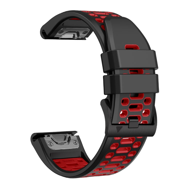 For Garmin Fenix 7X 26mm Three Rows Hole Two Color Silicone Watch Band
