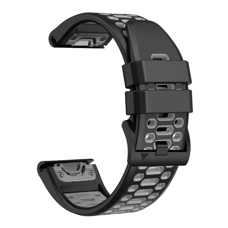 For Garmin Fenix 7X 26mm Three Rows Hole Two Color Silicone Watch Band