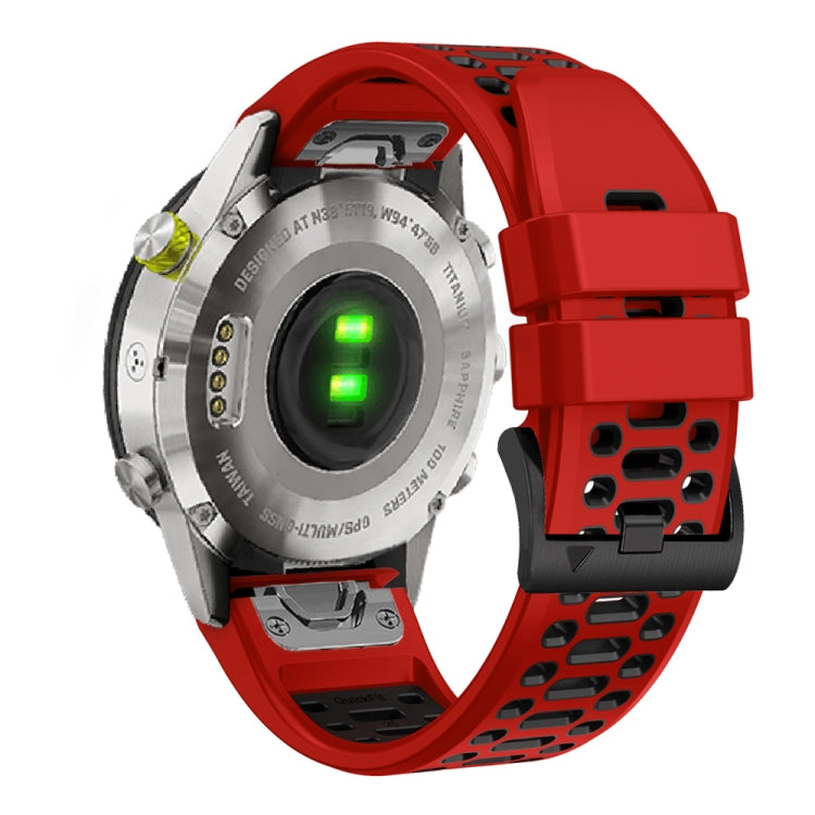 For Garmin Fenix 7X 26mm Three Rows Hole Two Color Silicone Watch Band