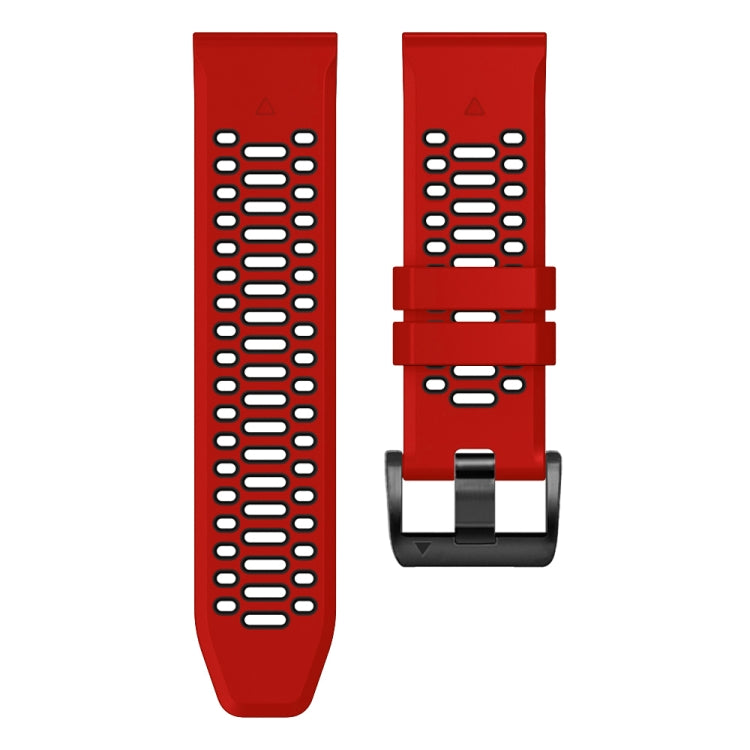 For Garmin Fenix 7X 26mm Three Rows Hole Two Color Silicone Watch Band