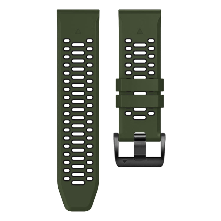 For Garmin Fenix 7X 26mm Three Rows Hole Two Color Silicone Watch Band