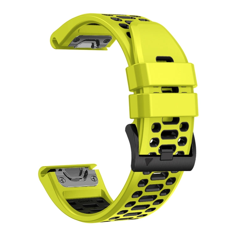 For Garmin Fenix 7X 26mm Three Rows Hole Two Color Silicone Watch Band