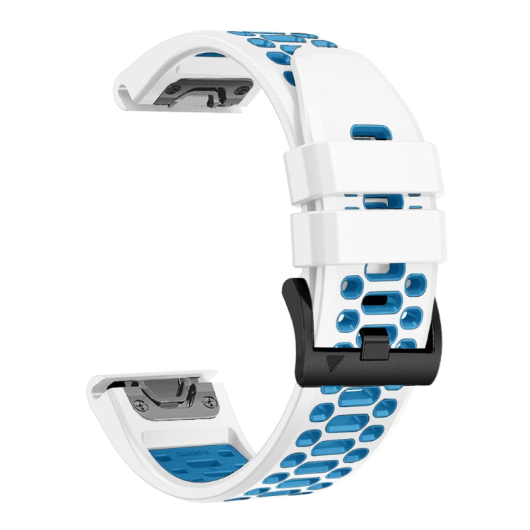 For Garmin Fenix 7 22mm Three Rows Hole Two Color Silicone Watch Band