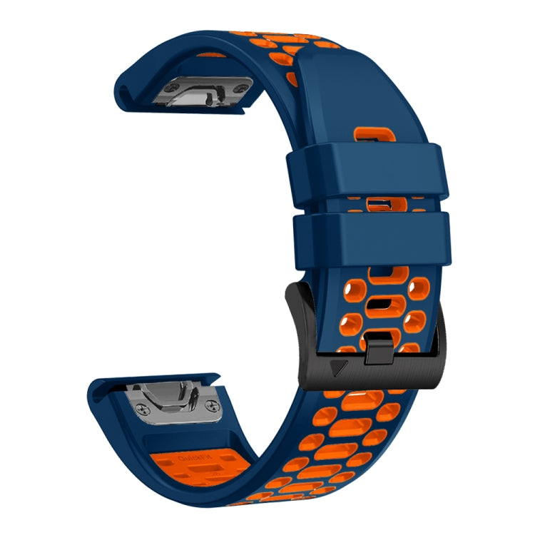 For Garmin Fenix 7 22mm Three Rows Hole Two Color Silicone Watch Band