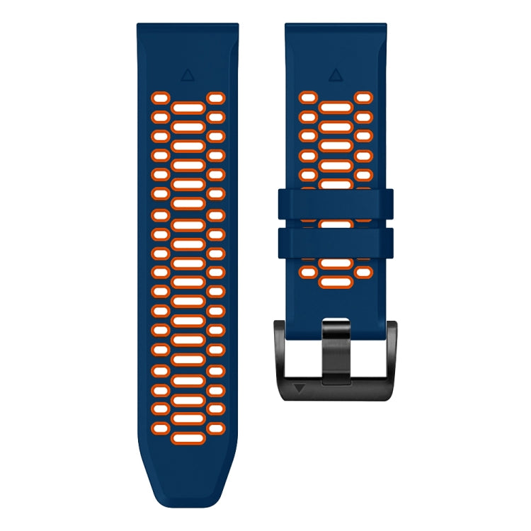 For Garmin Fenix 7 22mm Three Rows Hole Two Color Silicone Watch Band