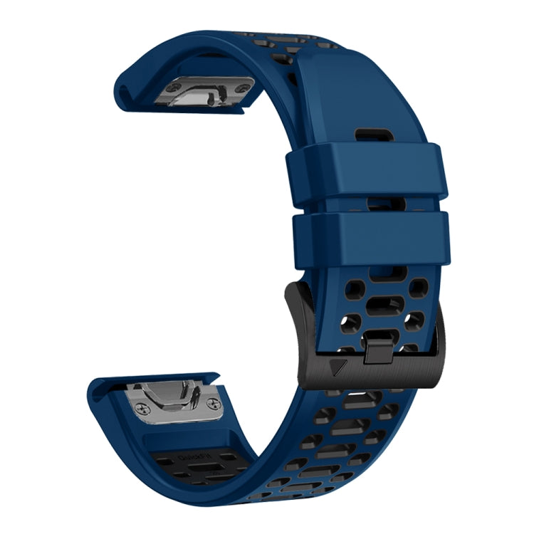 For Garmin Fenix 7 22mm Three Rows Hole Two Color Silicone Watch Band