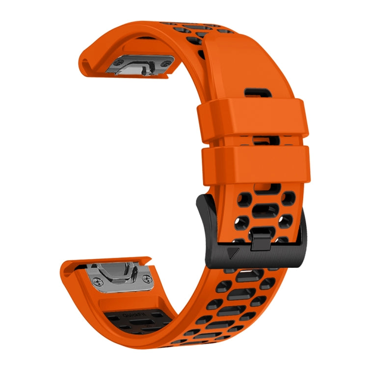 For Garmin Fenix 7 22mm Three Rows Hole Two Color Silicone Watch Band