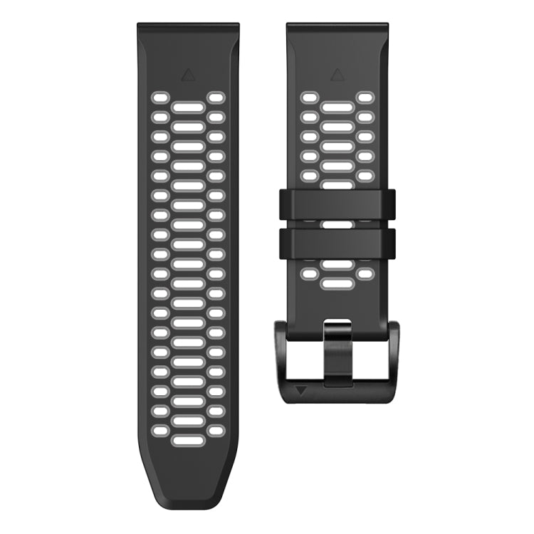 For Garmin Fenix 7 22mm Three Rows Hole Two Color Silicone Watch Band