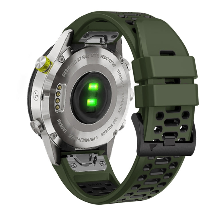 For Garmin Fenix 7 22mm Three Rows Hole Two Color Silicone Watch Band