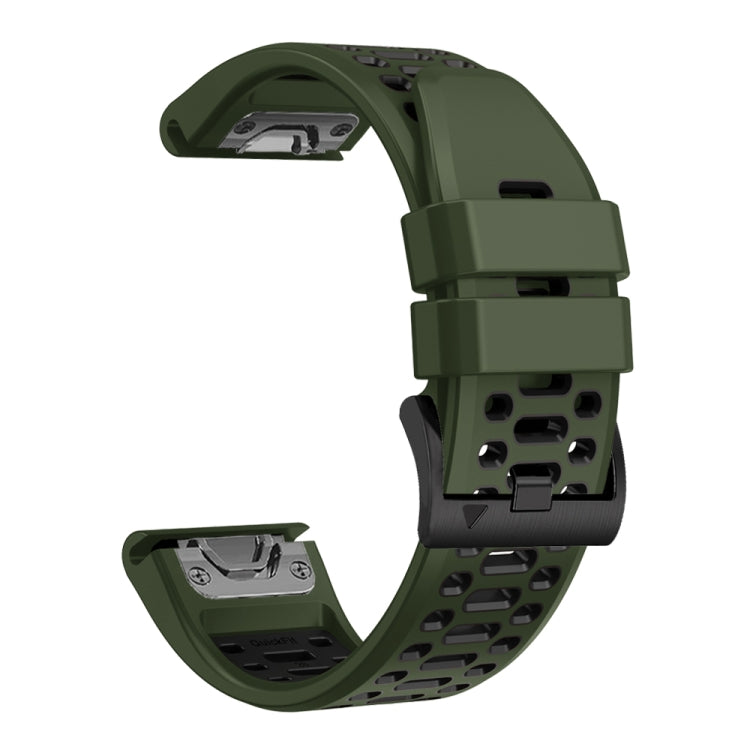 For Garmin Fenix 7 22mm Three Rows Hole Two Color Silicone Watch Band