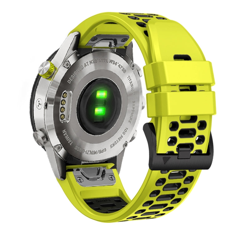 For Garmin Fenix 7 22mm Three Rows Hole Two Color Silicone Watch Band