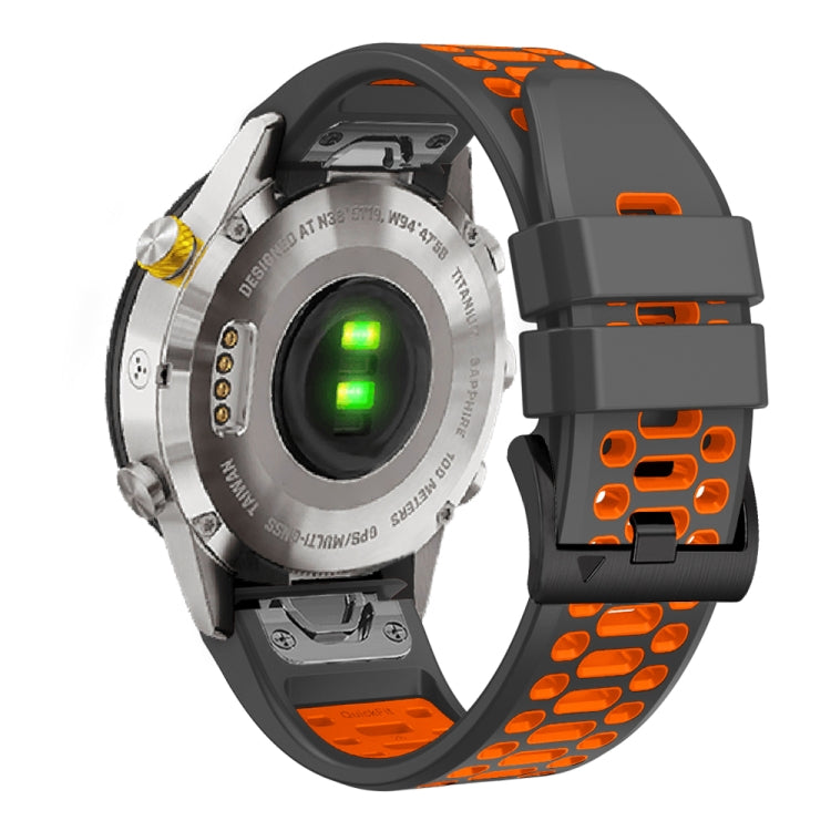 For Garmin Fenix 7 22mm Three Rows Hole Two Color Silicone Watch Band