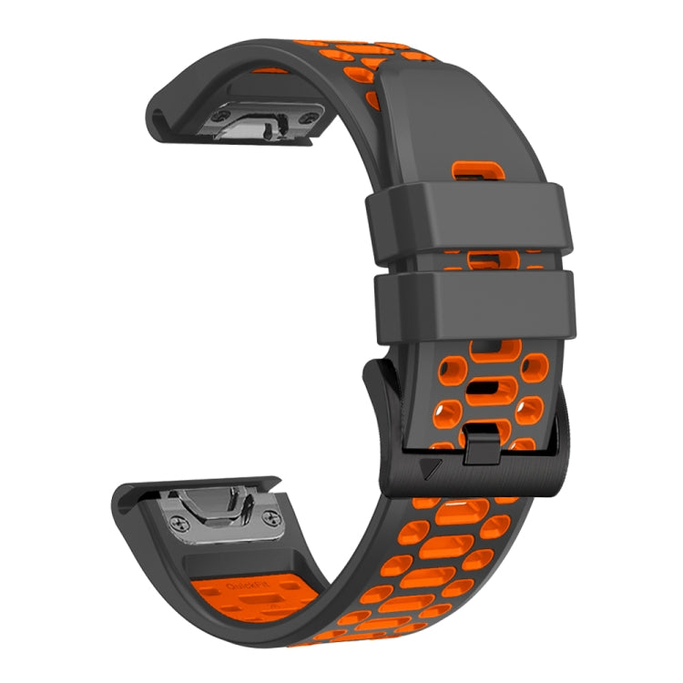 For Garmin Fenix 7 22mm Three Rows Hole Two Color Silicone Watch Band