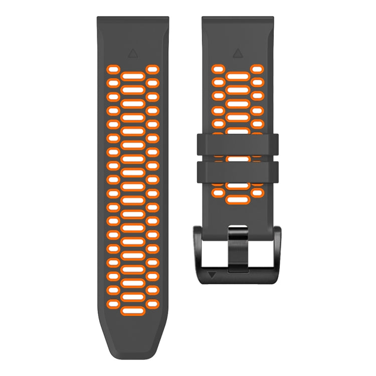 For Garmin Fenix 7 22mm Three Rows Hole Two Color Silicone Watch Band