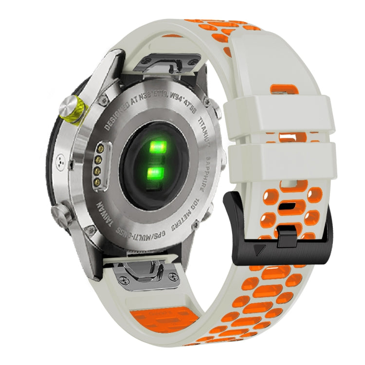 For Garmin Fenix 7 22mm Three Rows Hole Two Color Silicone Watch Band