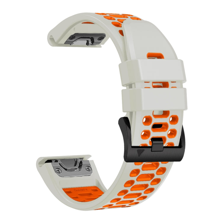 For Garmin Fenix 7 22mm Three Rows Hole Two Color Silicone Watch Band