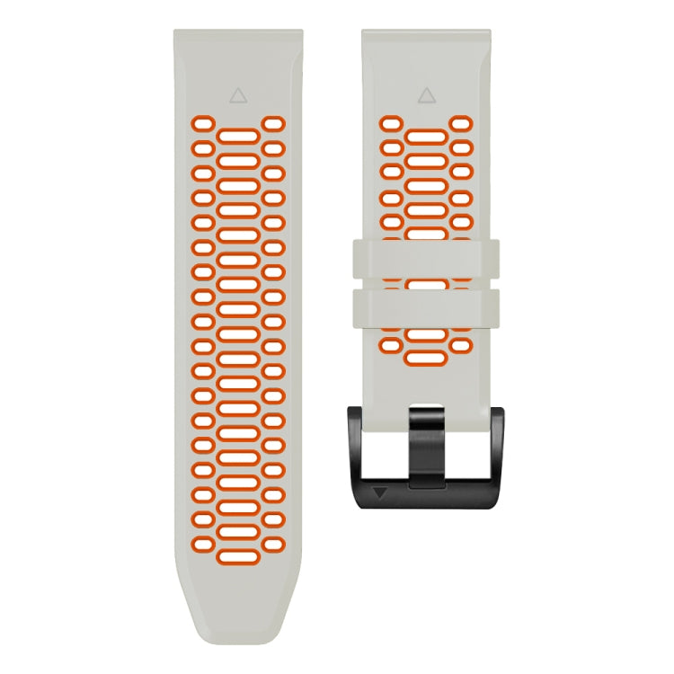 For Garmin Fenix 7 22mm Three Rows Hole Two Color Silicone Watch Band