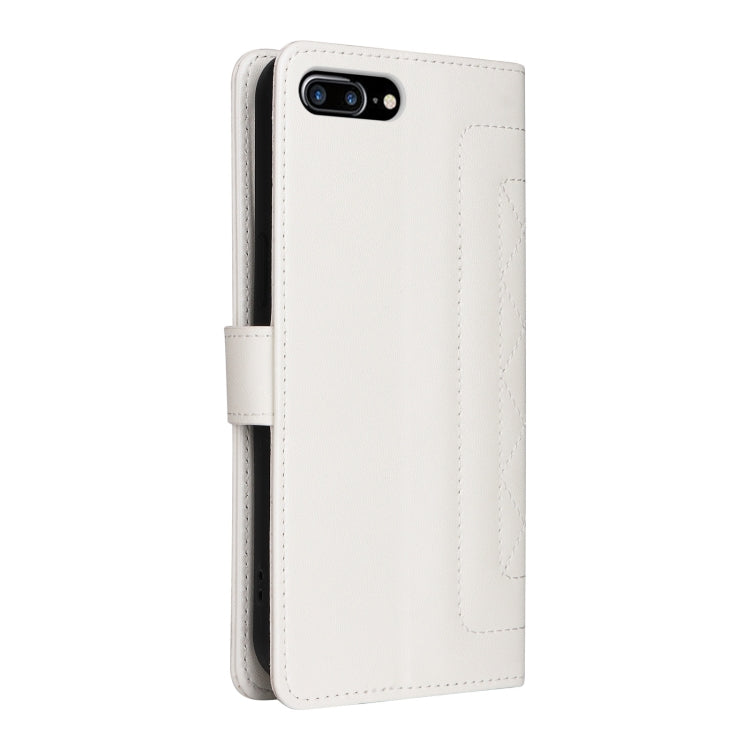 For iPhone 8 Plus / 7 Plus Diamond Lattice Leather Flip Phone Case
