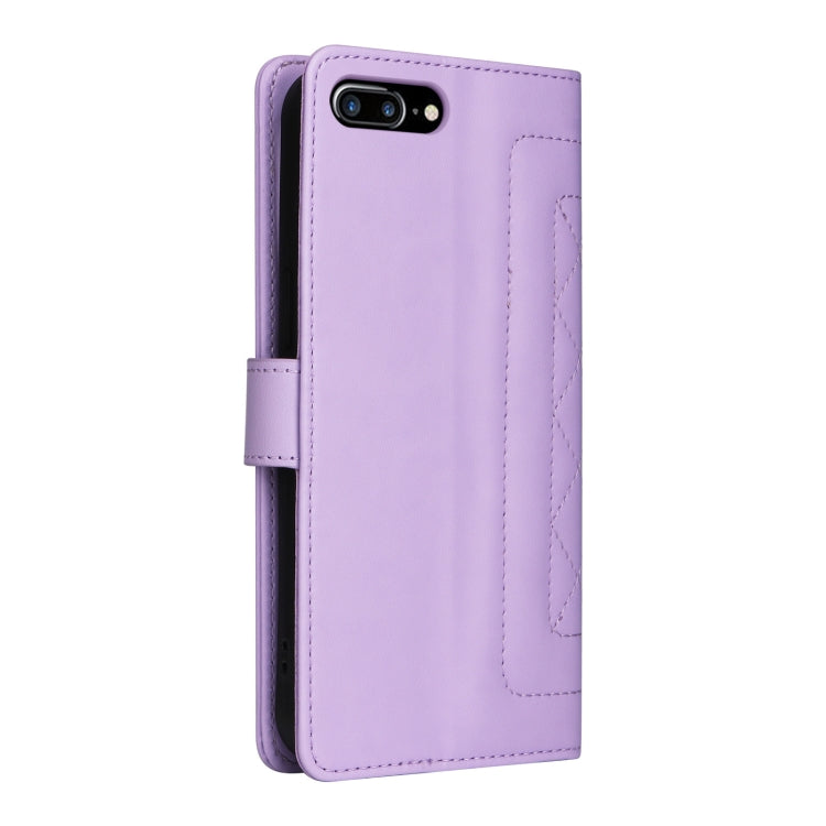 For iPhone 8 Plus / 7 Plus Diamond Lattice Leather Flip Phone Case