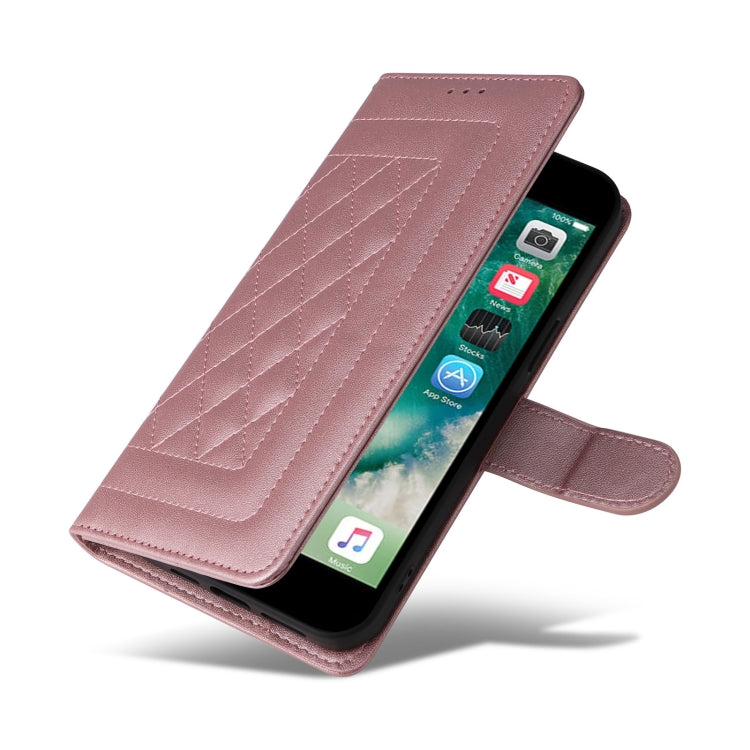 For iPhone 8 Plus / 7 Plus Diamond Lattice Leather Flip Phone Case