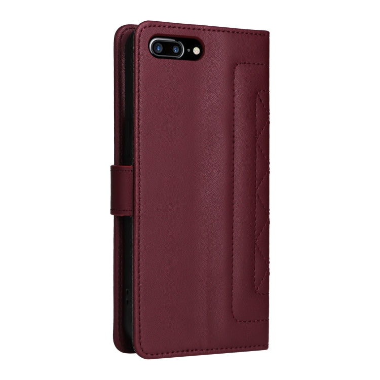 For iPhone 8 Plus / 7 Plus Diamond Lattice Leather Flip Phone Case