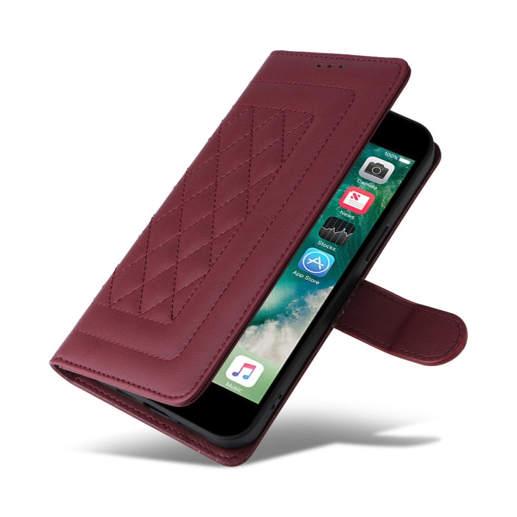 For iPhone 8 Plus / 7 Plus Diamond Lattice Leather Flip Phone Case
