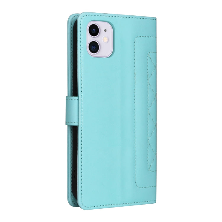 For iPhone 11 Diamond Lattice Leather Flip Phone Case