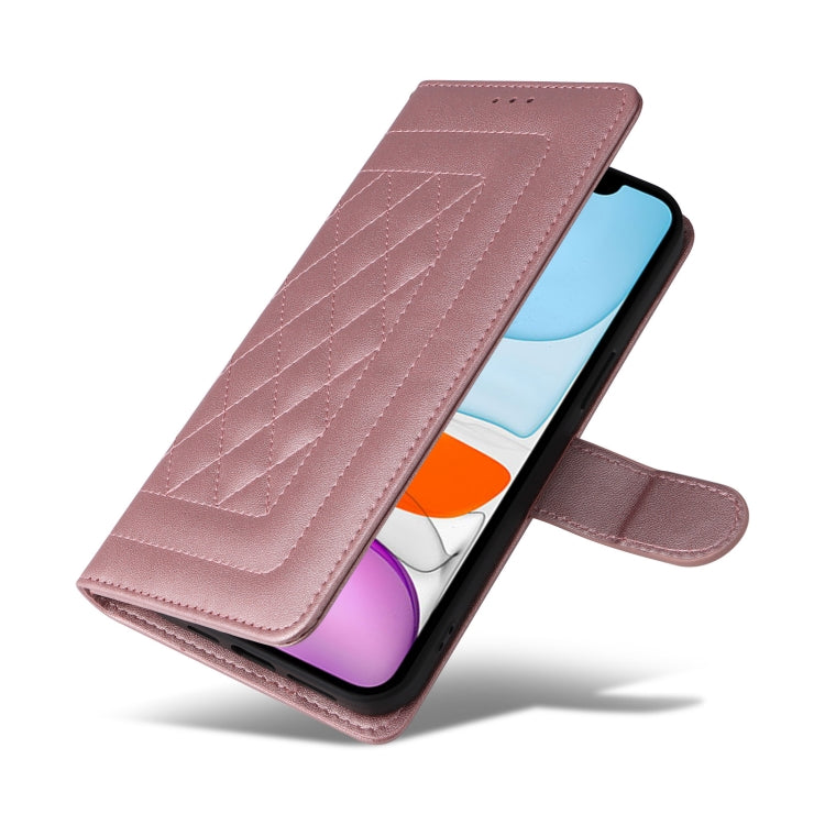For iPhone 11 Diamond Lattice Leather Flip Phone Case
