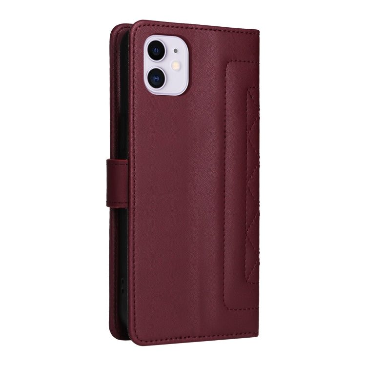 For iPhone 11 Diamond Lattice Leather Flip Phone Case