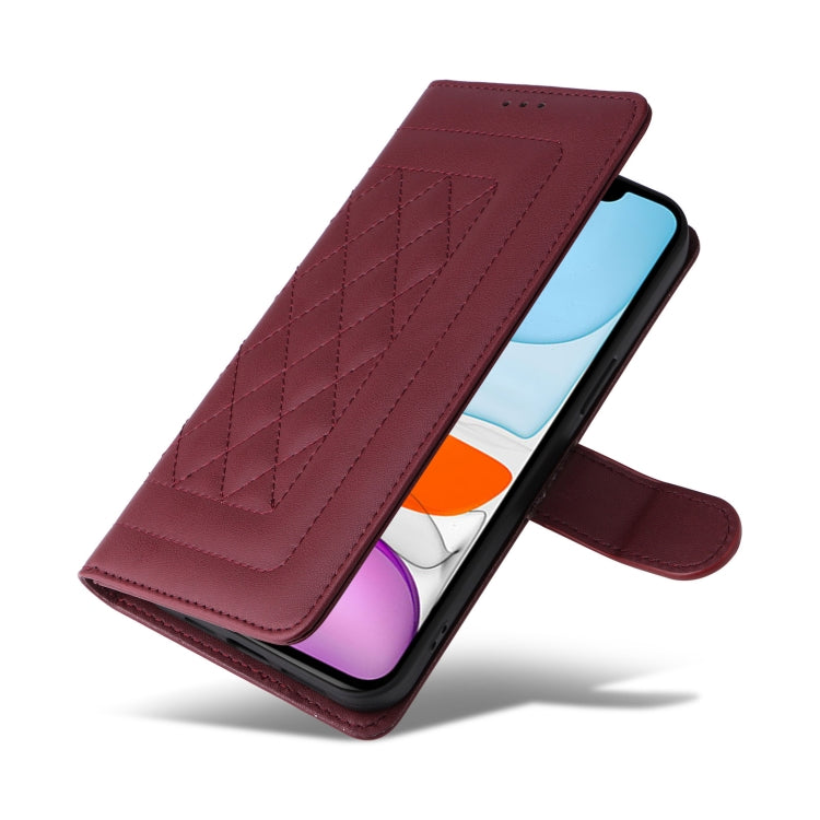 For iPhone 11 Diamond Lattice Leather Flip Phone Case