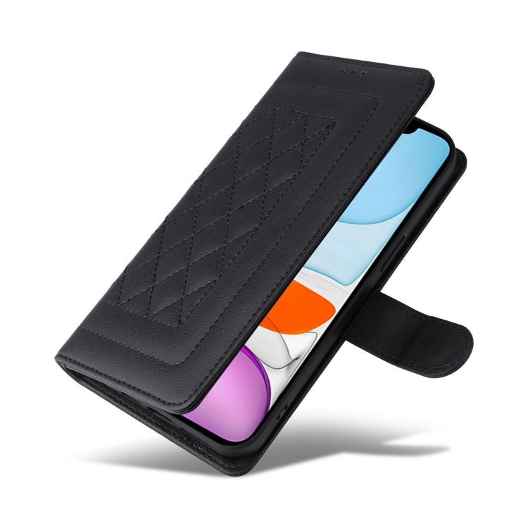 For iPhone 11 Diamond Lattice Leather Flip Phone Case