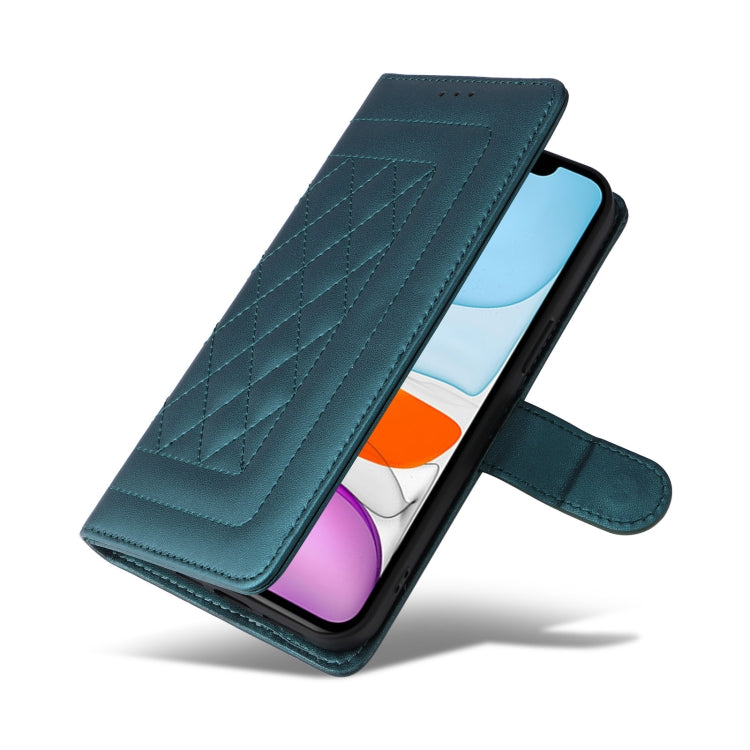 For iPhone 11 Diamond Lattice Leather Flip Phone Case
