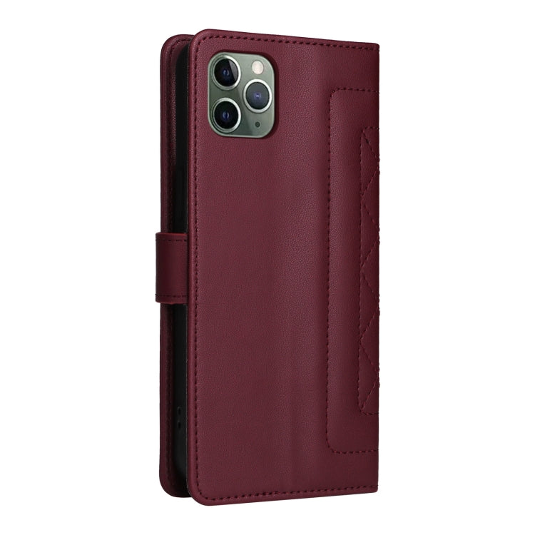 For iPhone 11 Pro Diamond Lattice Leather Flip Phone Case