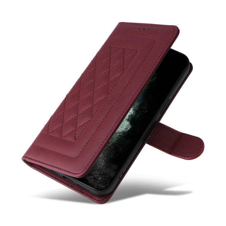 For iPhone 11 Pro Diamond Lattice Leather Flip Phone Case