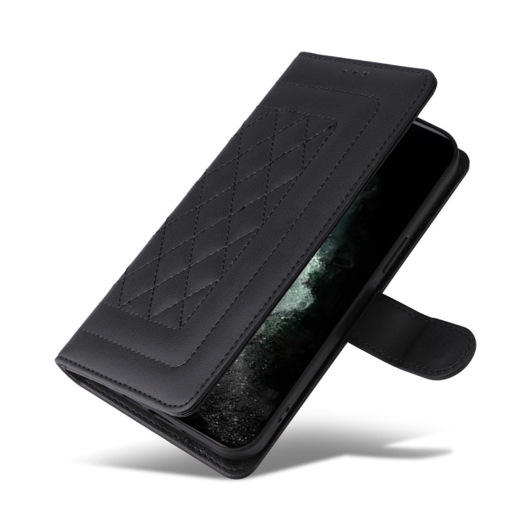 For iPhone 11 Pro Diamond Lattice Leather Flip Phone Case
