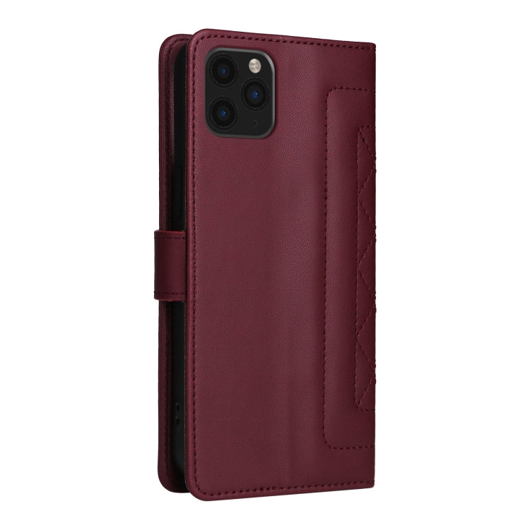 For iPhone 11 Pro Max Diamond Lattice Leather Flip Phone Case