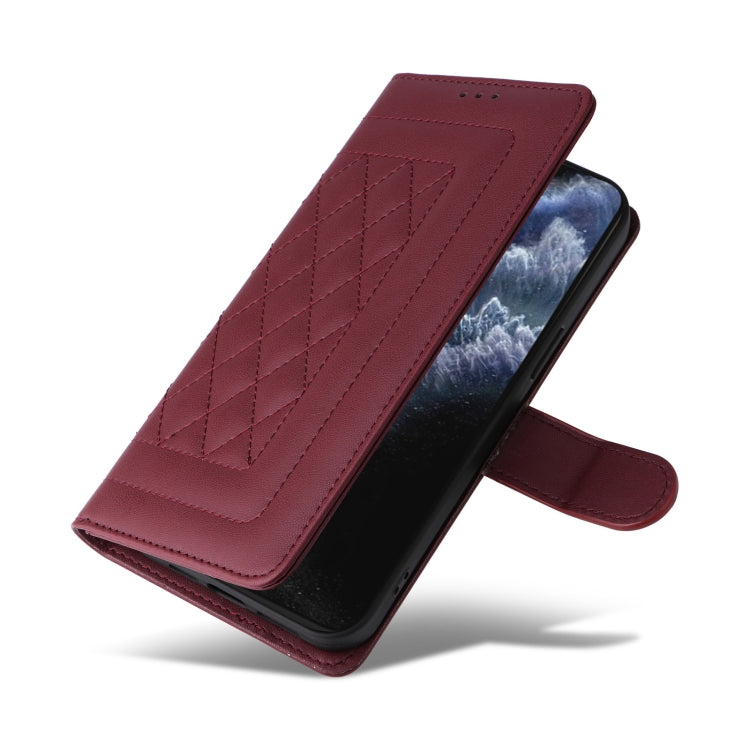 For iPhone 11 Pro Max Diamond Lattice Leather Flip Phone Case