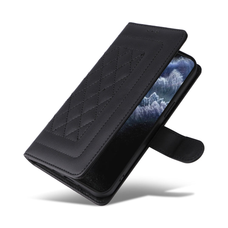 For iPhone 11 Pro Max Diamond Lattice Leather Flip Phone Case