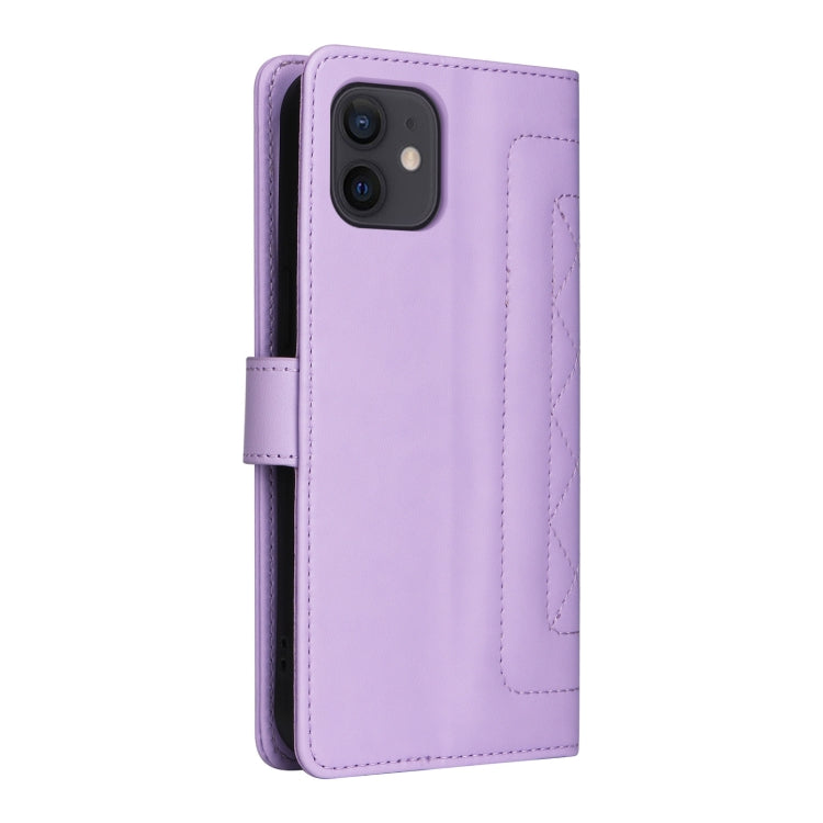 For iPhone 12 / 12 Pro Diamond Lattice Leather Flip Phone Case